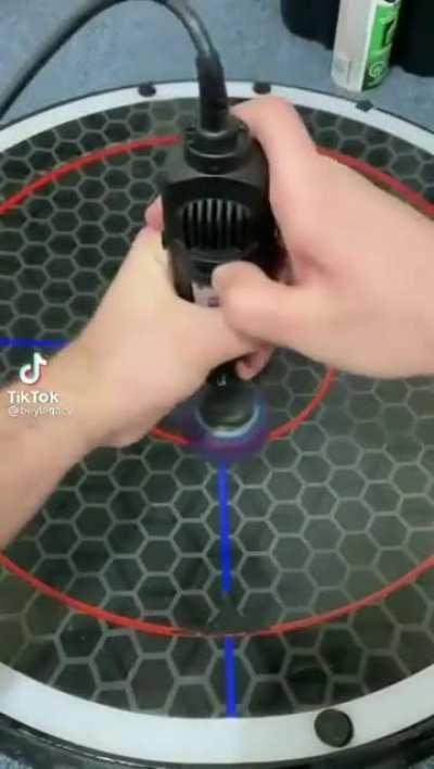 The top in the center shifts slightly