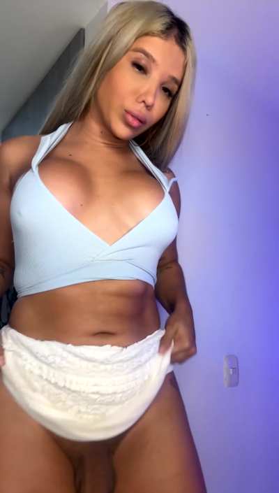 Imagine my my girlcock leaking all over you while you fill my hole. Would you keep going until I cum?