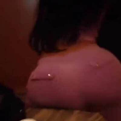 Twerking in pink jeans