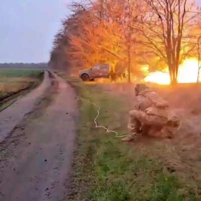 Pro-Ukrainian Belarusian Volunteers Korps targeted Russian positions with their improvised pickup-mounted 122 mm MLRS. Kupyansk direction, published 26.12.2025