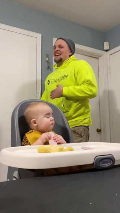 Dad's reaction to babies fake eyebrows