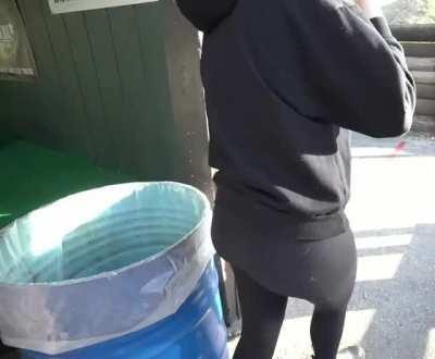 QT in leggings at the gun range