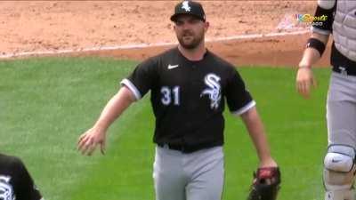 Liam Hendriks attempts the Conor McGregor / Vince McMahon strut.