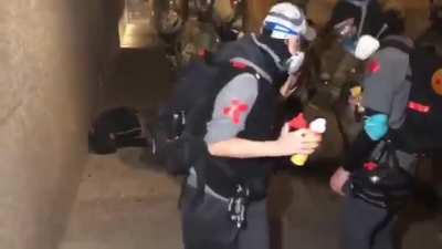 Unidentified military guys attack a group of medics in Portland