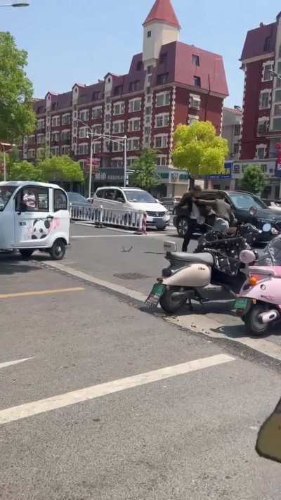 A helmet fight. It somehow feels hilarious.