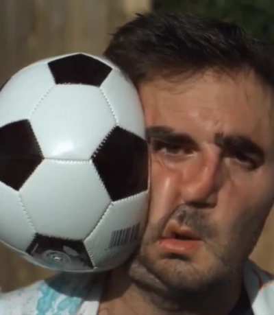 Impact on face seen in extremely slow motion