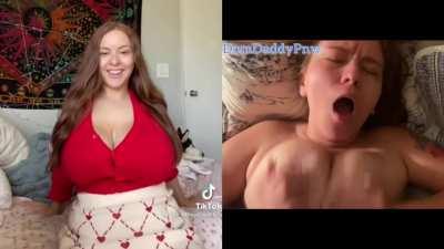 Busty TikToker reveals her huge tits