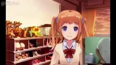 Her first day serving a fellow weeb