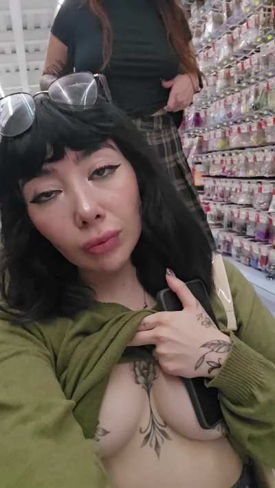 Flashing our tits at the crafts aisle