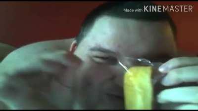 fat guy shoving twinkies up is mouth