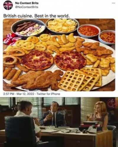 Ce n'est pas de moi. Mais du calme, faire les malins sur la culture culinaire britannique, c'est taper bien bas.