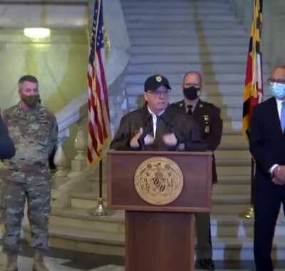 Video of Gov. Larry Hogan saying Maryland's National Guard was repeatedly denied authorization to deploy to defend Congress on Wednesday during the 90 minutes after a panicked phone call from senior House and Senate leaders who were hiding from the Capito