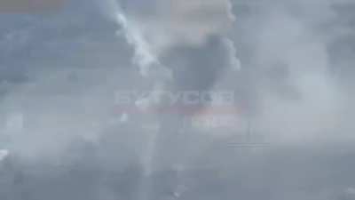 Russian T-90 explodes, with the turret going 200 meters into the air.
