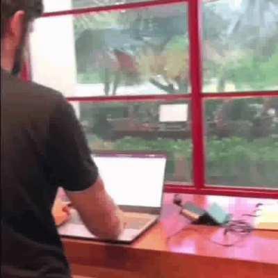 Guy sliding on a bench