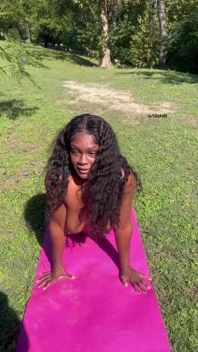 Hot and sexy public yoga