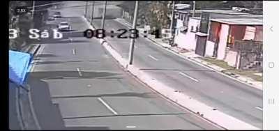 Speeding truck loses control and flips on its side after crashing