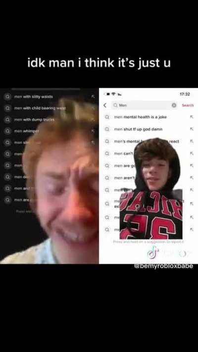 When you type 'men's in the search bar