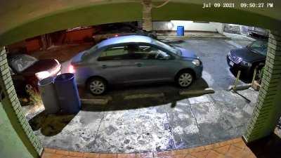 My wife told me to check our cams because somebody hit and run our neighbor car. It was her, driving her car.