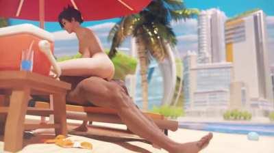 Tracer at the beach.