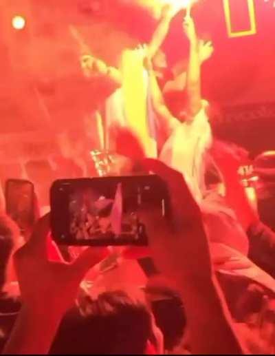 Celebrating argentinas win on st Clair west