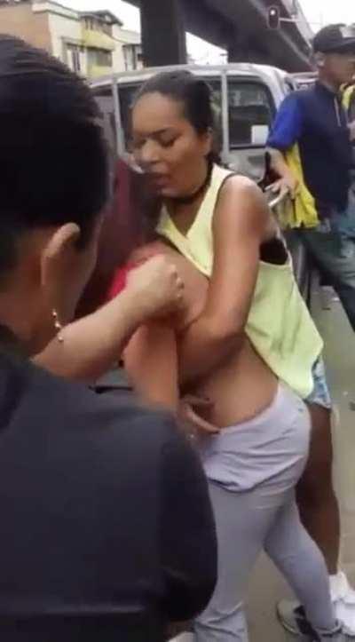 Two women fight over last training bra