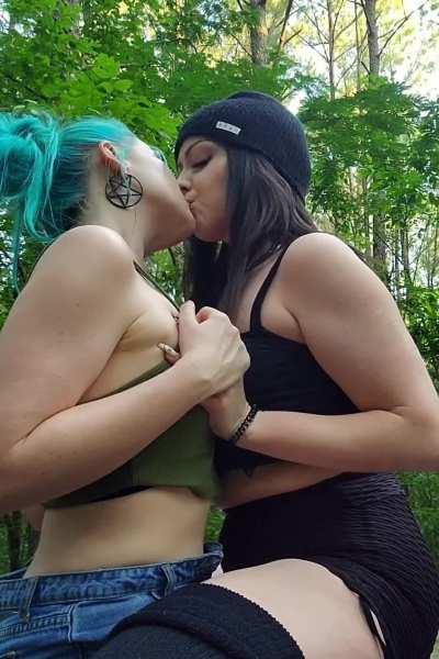 I love how she grabs my tits while we kiss
