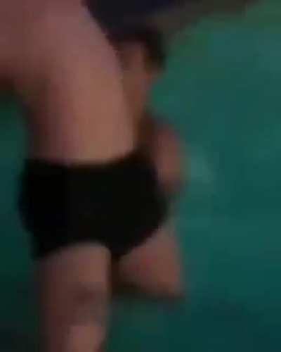 WCGW trying to fit an adult sized body through a basketball net