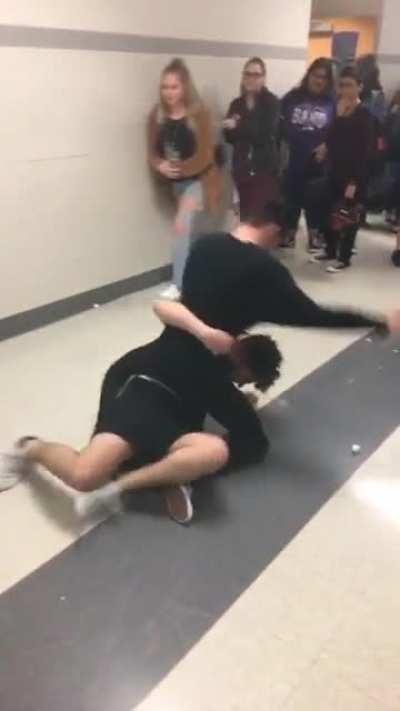 Rear naked choke in a school fight