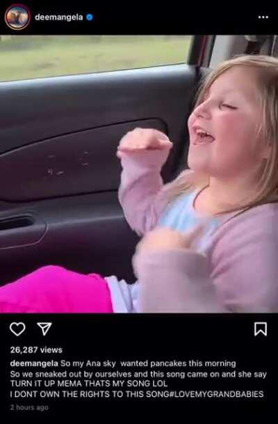 Oh, Angela....that’s not how you tote your grandbabies. No seatbelt, recording her while driving. So much no in this video.