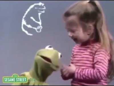 Kermit interrupted by the sweetest little girl during ABCs