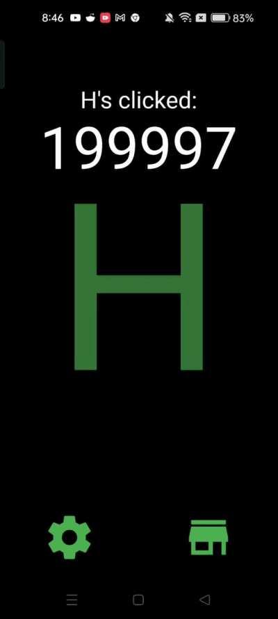 I got 200000 clicks on H Clicker