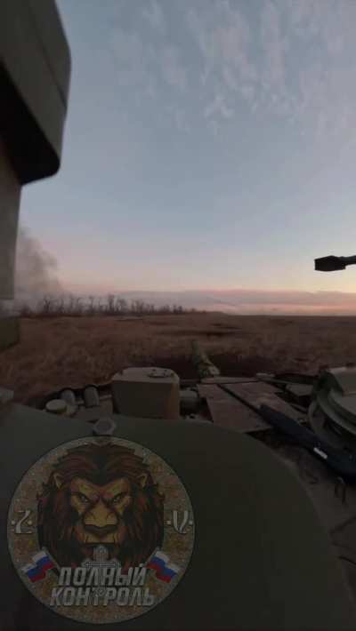 RU POV: Russian T-90M tank firing at enemy positions in a forest belt, after which it lands Stormtrooper assault unit.