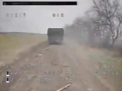 Ukrainian kamikaze drone hits a group of Russian soldiers ontop of an IFV. November 2024