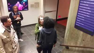 Campus employee assaults white student for 