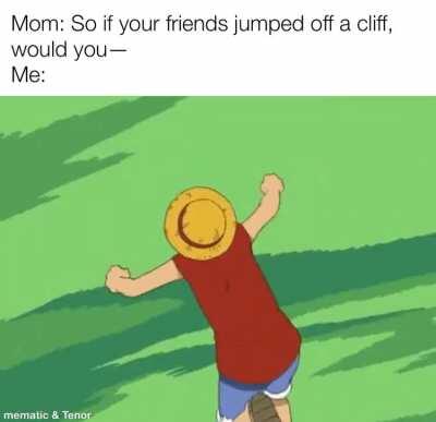 “no Ma, I won’t jump off a cliff”