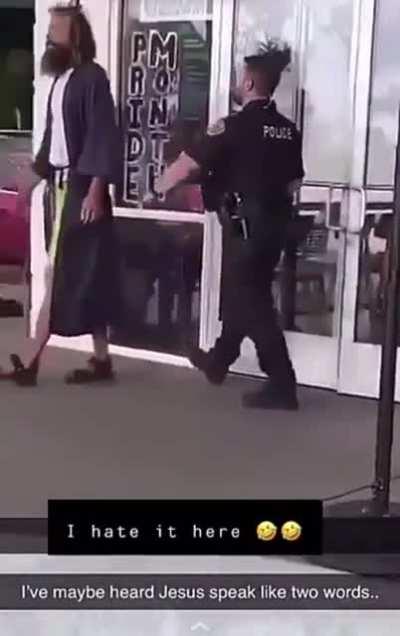 Jesus waves his dick at security guard