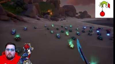 14 hours collecting loot. 4 hours designing the Grinch. 2 minute time lapse.