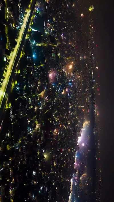 Amazing drone shot capturing Deepavali celebration in Chennai