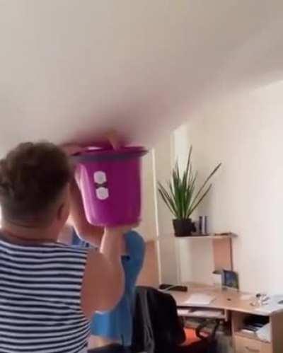 Ceiling coating holding up water