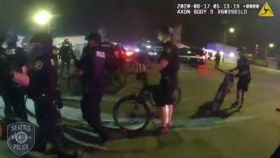 Fireworks thrown during anti-police-union demonstration on sunday, injuring 6 and hospitalizing 1 officer