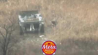 Ukrainian drone recon spotted a Russian soldier apparently suffering from constipation in the field. The Russian exposes himself long enough for an FPV strike drone to be scrambled and sent in for a close hit. (Possibly archival) Published May, 2024