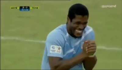 Reaction of a football player when he received the world's fastest red card, three seconds after being swapped in