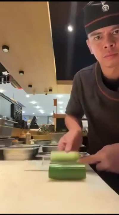 His technique of handling the knife is hard to believe
