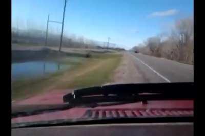Truck driver falls asleep and goes flying, fortunately survives