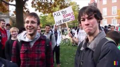 Homophobic old man vomiting at the sight of this.