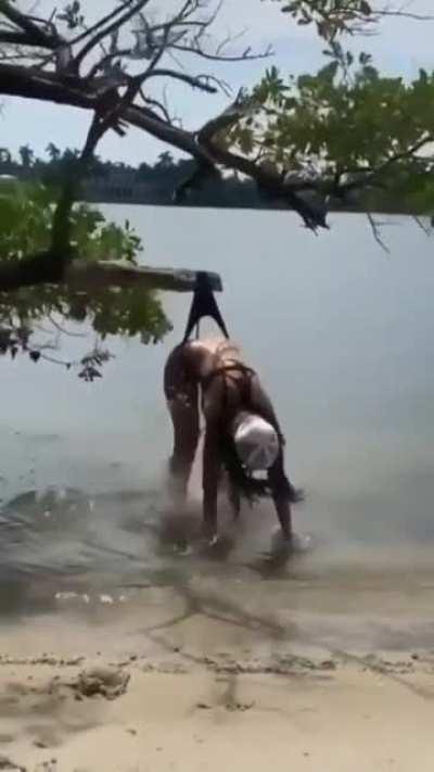 Jumping down from a tree