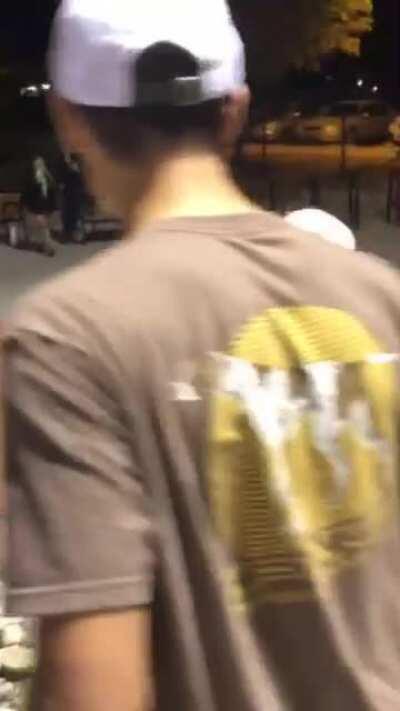 not sure if this is a repost, but you can see his tooth flying out of his mouth.