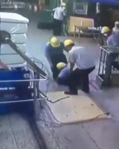 Helmet Saves Chinese Factory Worker