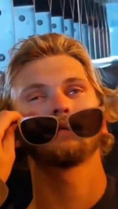 under the glasses....