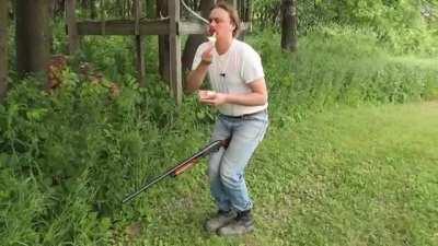 This guys has 57+ shells in his magazine.